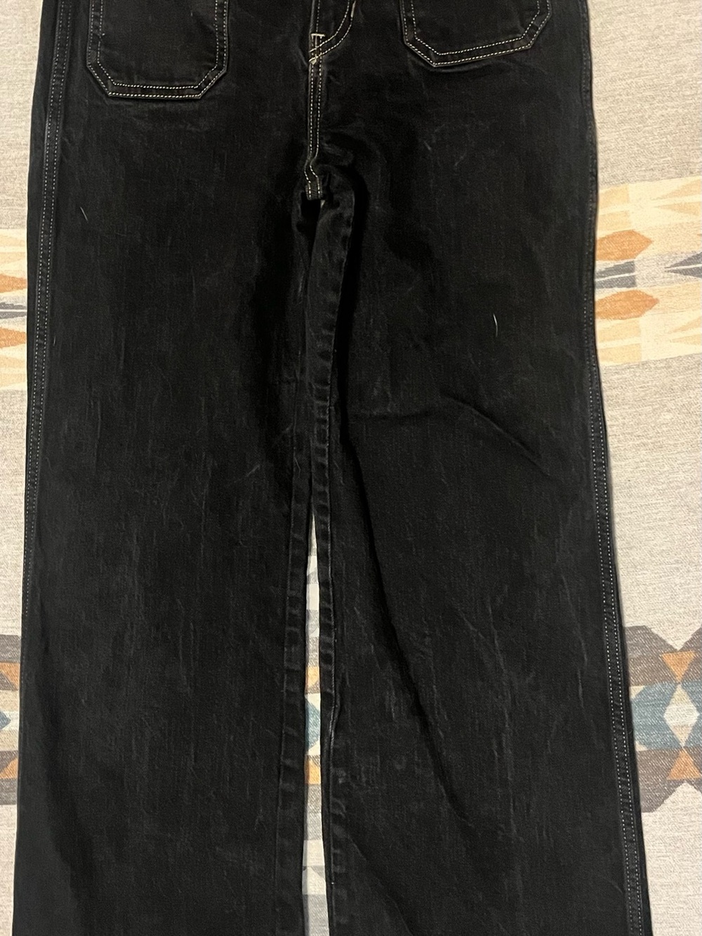 Reformation woman’s Black wide leg Jeans with Contrast Stitching